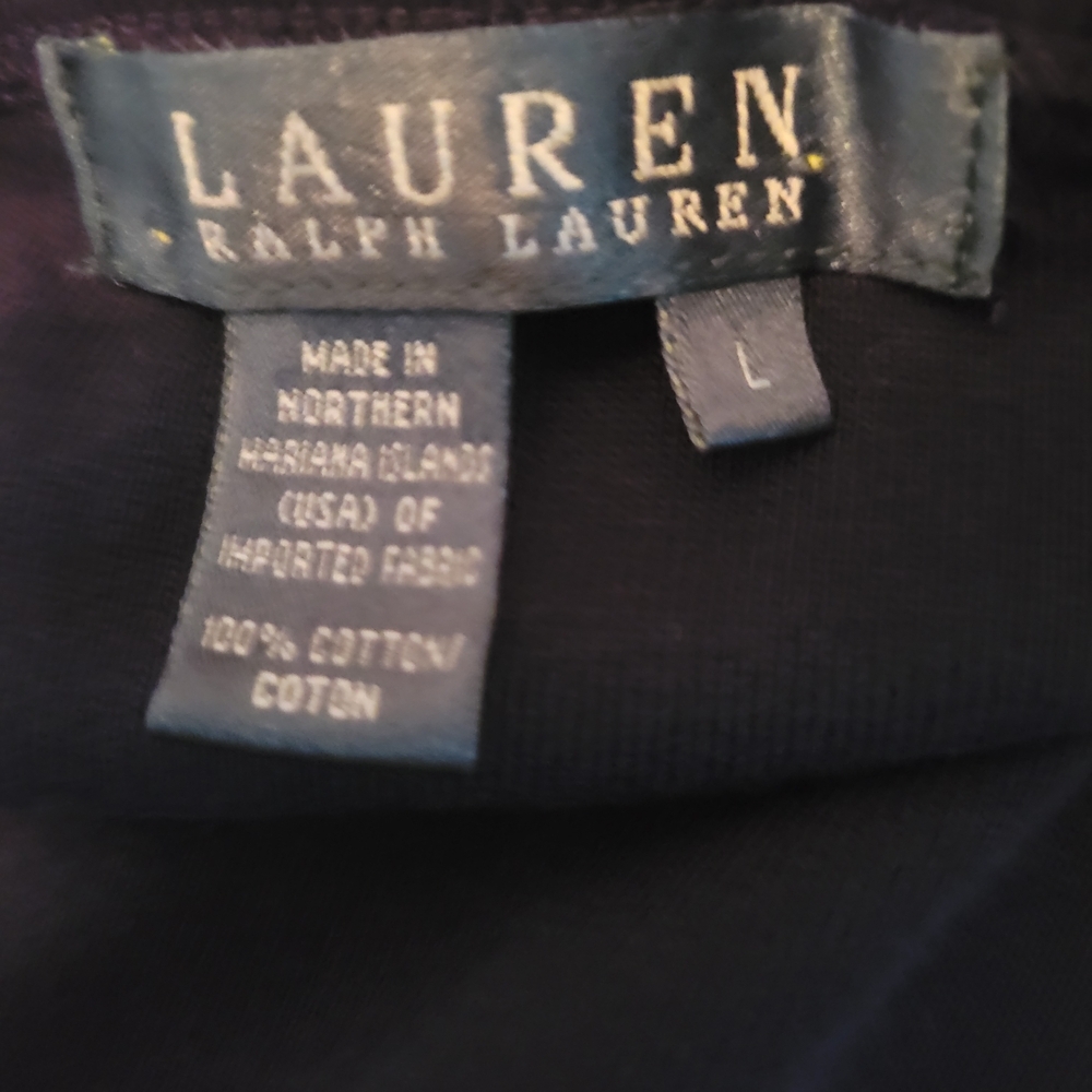 Ralph Lauren Navy Long Sleeve Top with Shoulder Buttons - Picture 3 of 3